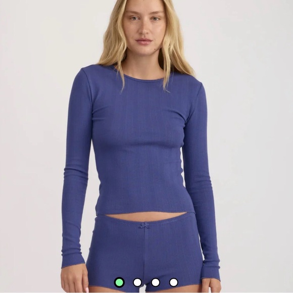 Organic Basics Tops - Organic Basics Blue Long Sleeve Top